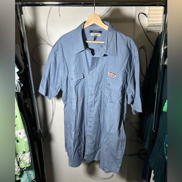 Men’s Tommy Hilfiger Denim Blue Button Up Trucker Style Polo, Front Pockets XXL - Picture 1 of 5